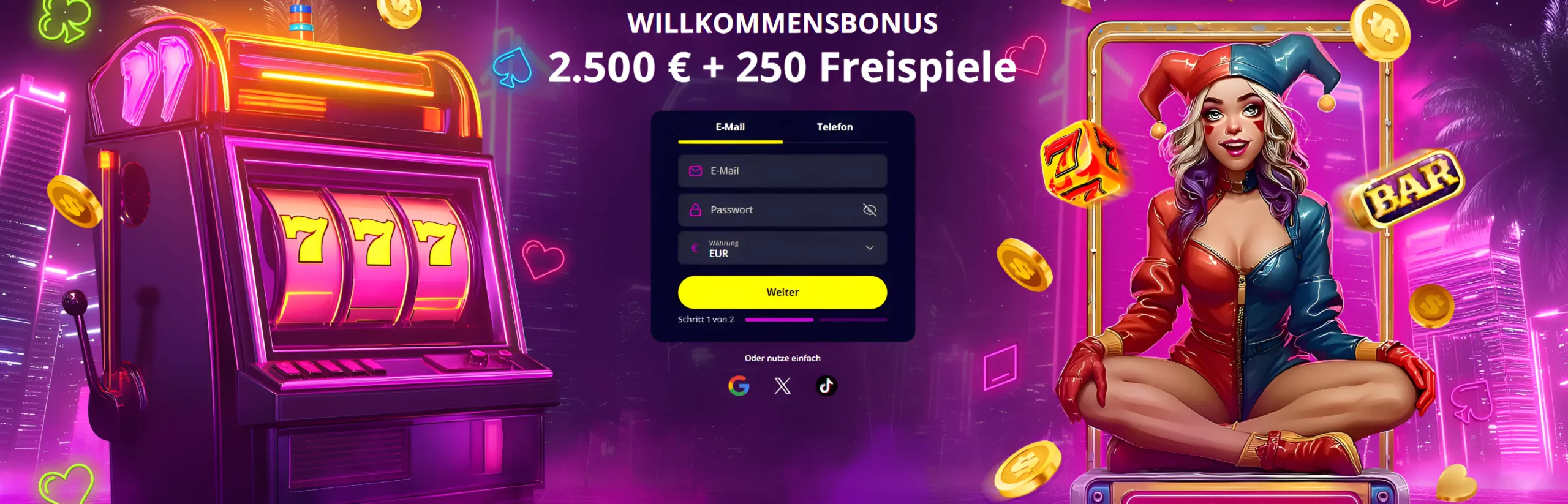 Willkommensbonus von 250 Freispielen im Online Casino Slotoro
